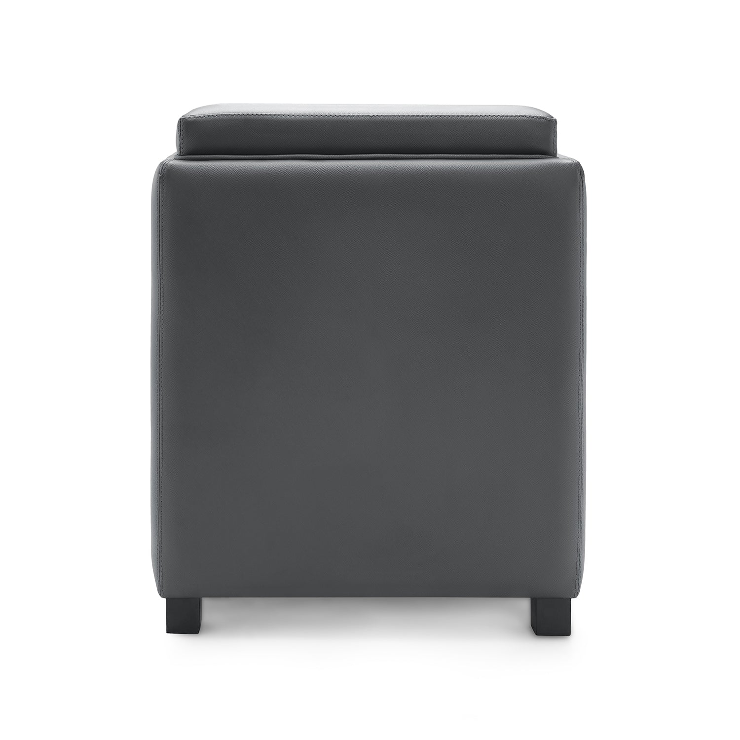 Dark Grey Square Faux Leather Pouffe with Storage