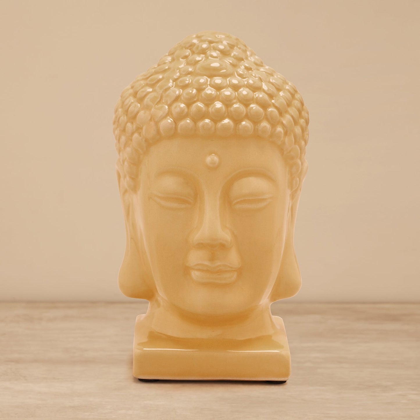 Yellow Ceramic Buddha Head - Large