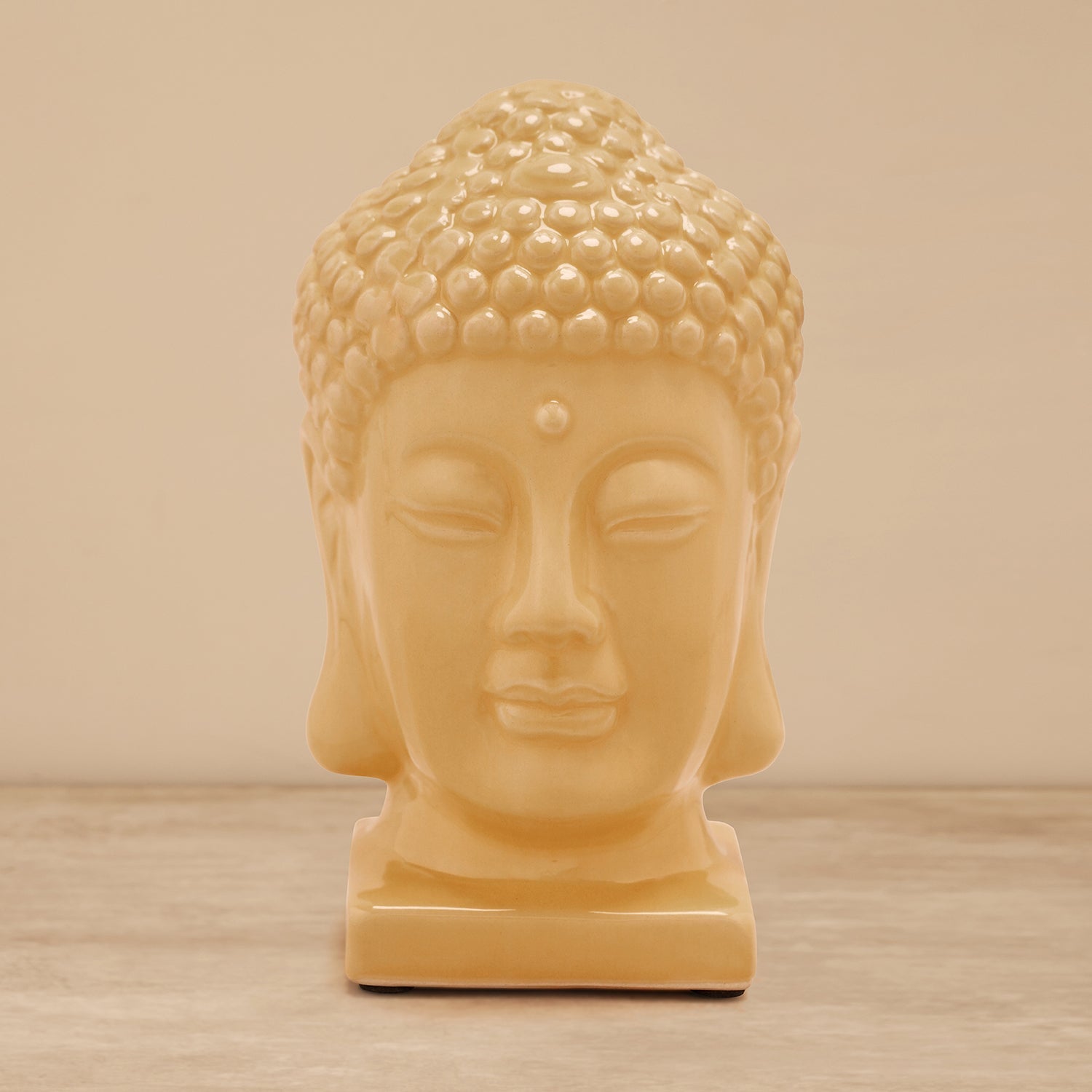 Yellow Ceramic Buddha Head - Large