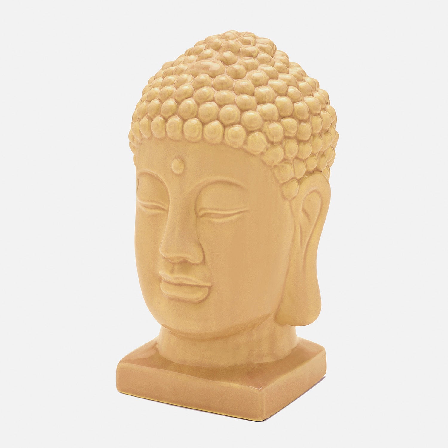 Yellow Ceramic Buddha Head - Large