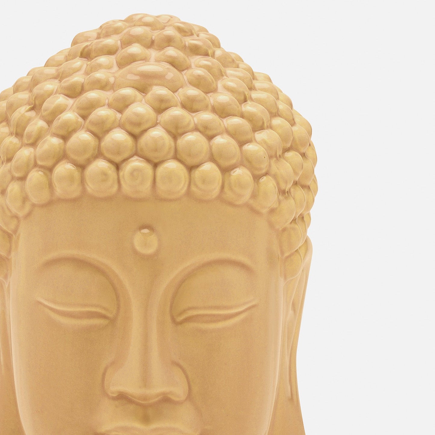 Yellow Ceramic Buddha Head - Large