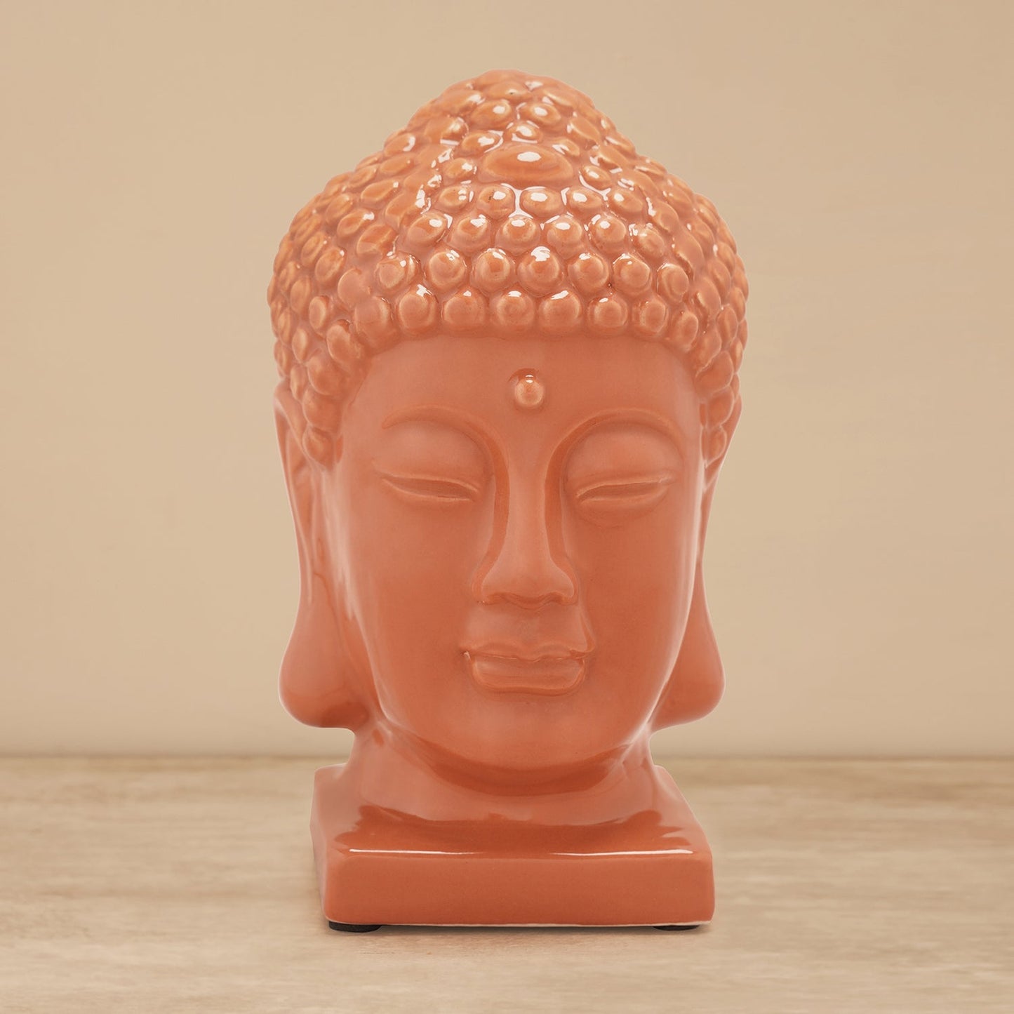 Orange Ceramic Buddha Head - Large