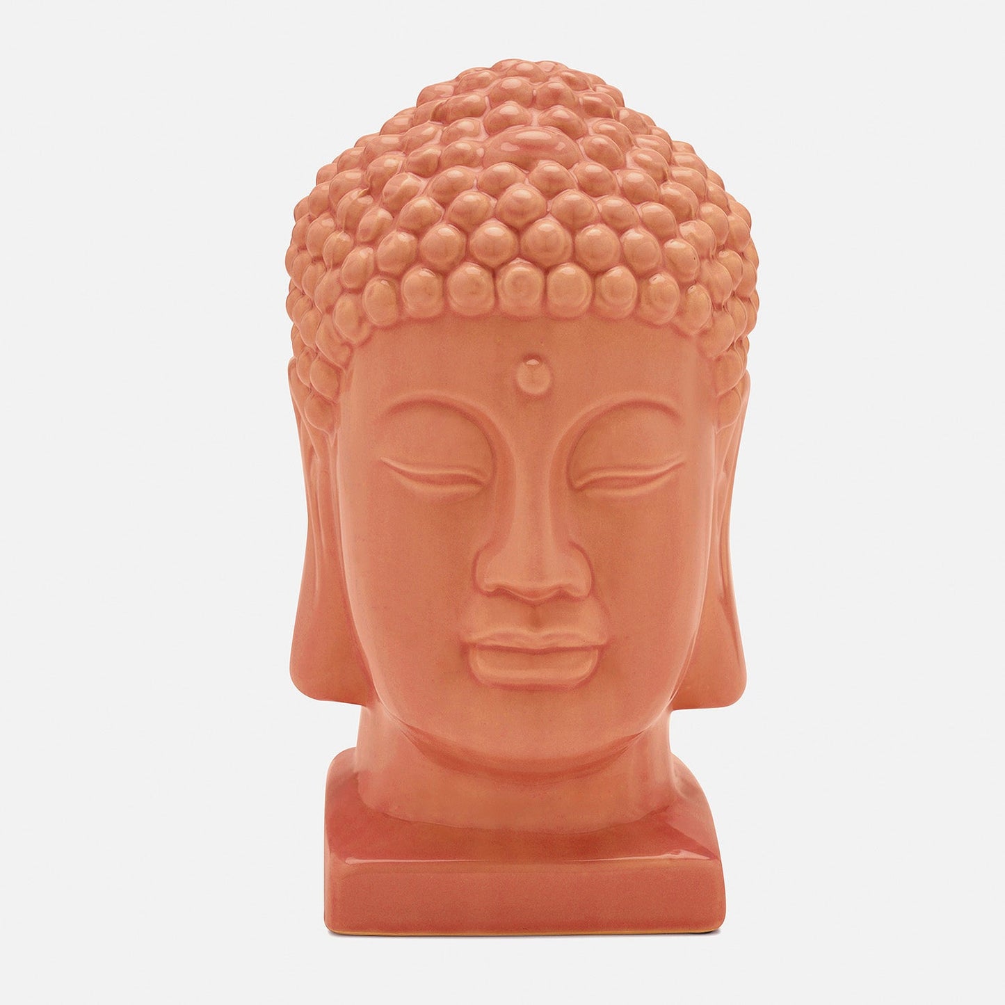 Orange Ceramic Buddha Head - Large