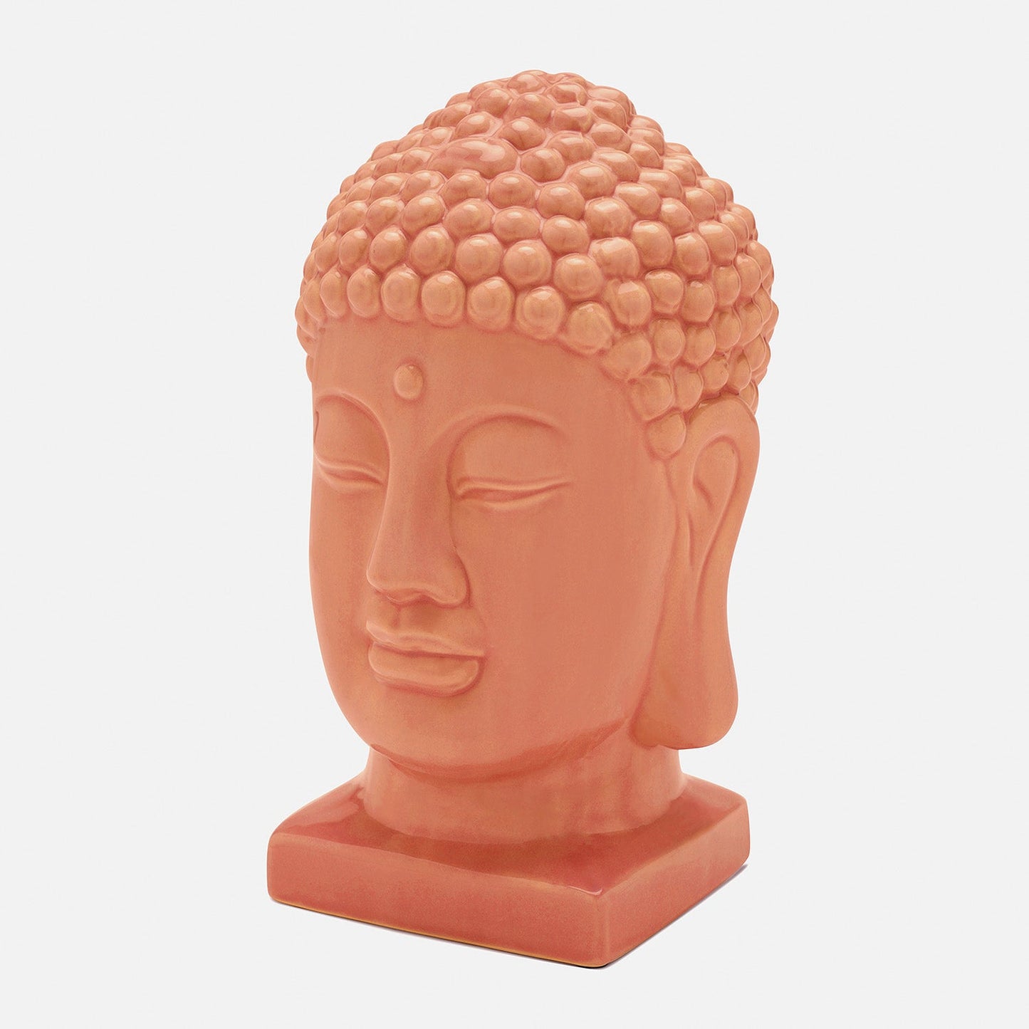Orange Ceramic Buddha Head - Large