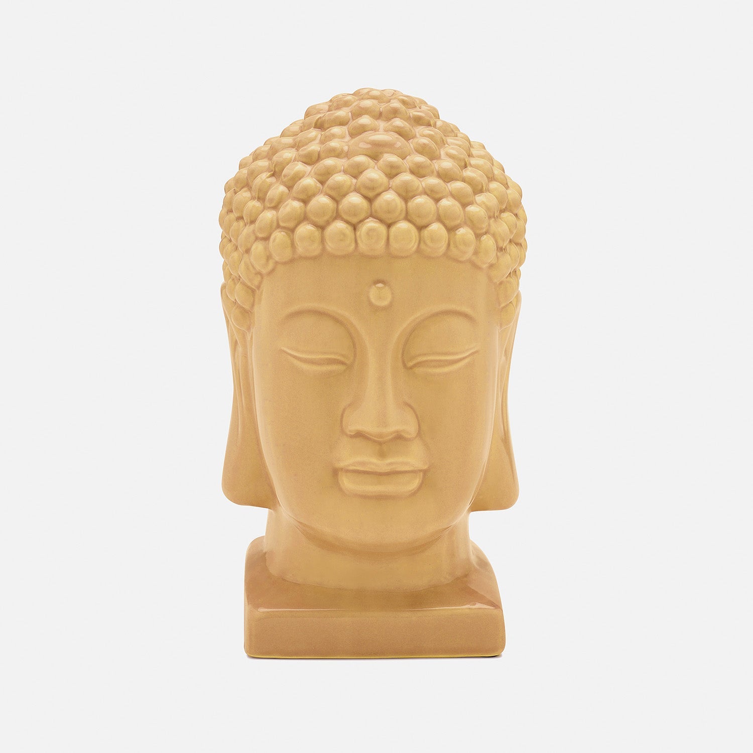 Yellow Ceramic Buddha Head スモール: 10.5×9×16cm