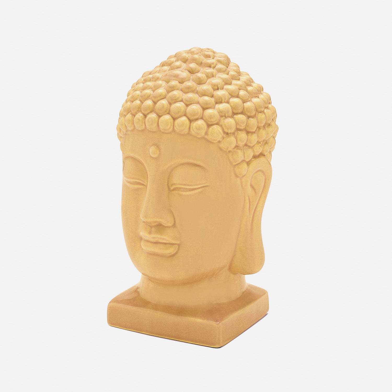Yellow Ceramic Buddha Head スモール: 10.5×9×16cm