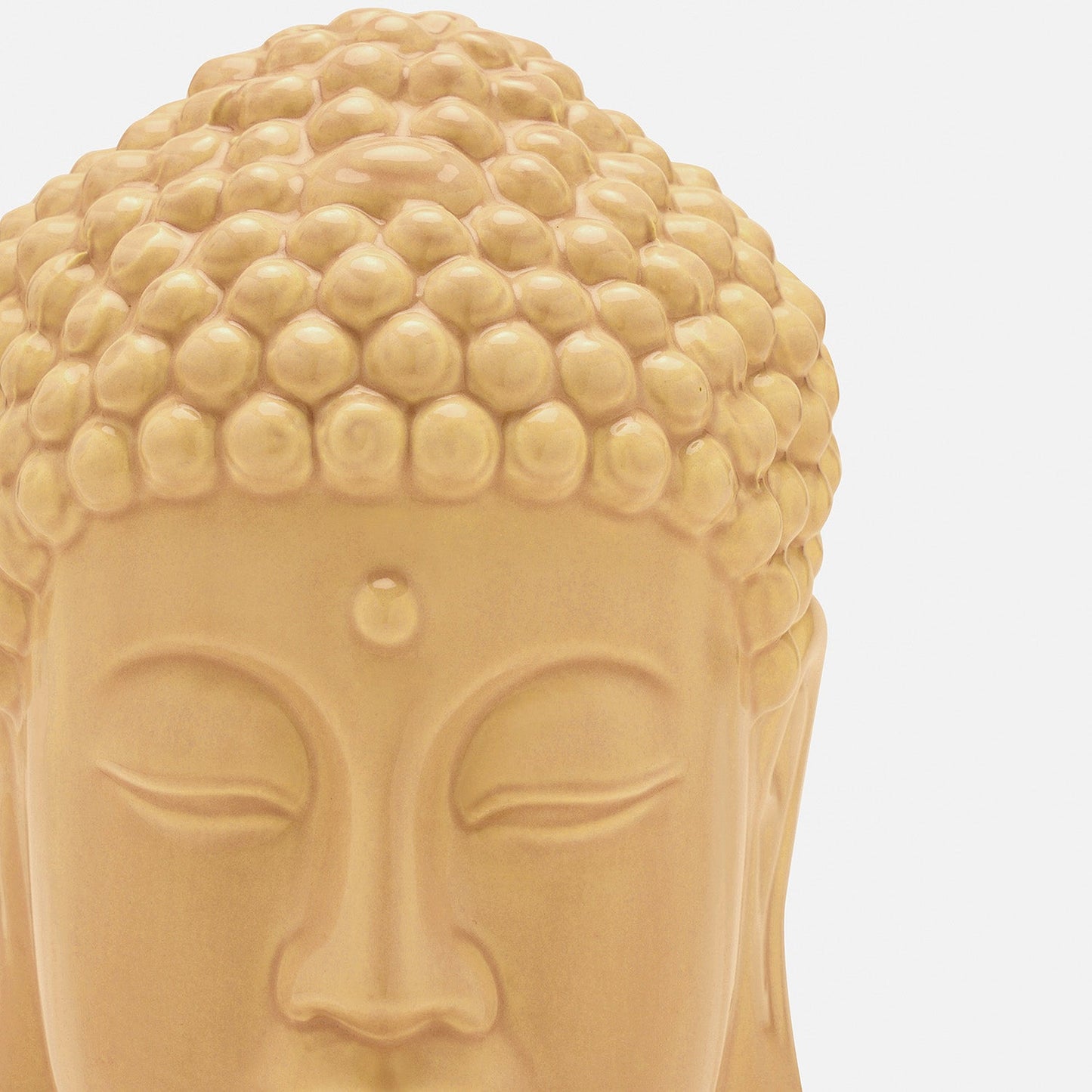Yellow Ceramic Buddha Head スモール: 10.5×9×16cm