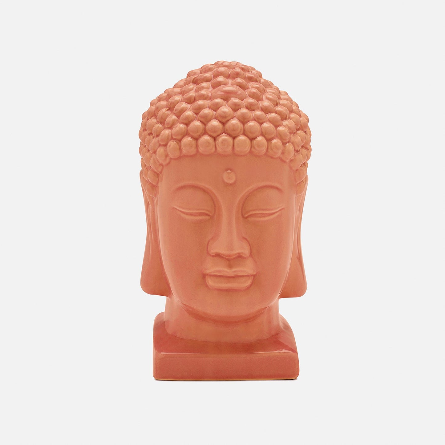 Orange Ceramic Buddha Head スモール: 10.5×9×16cm