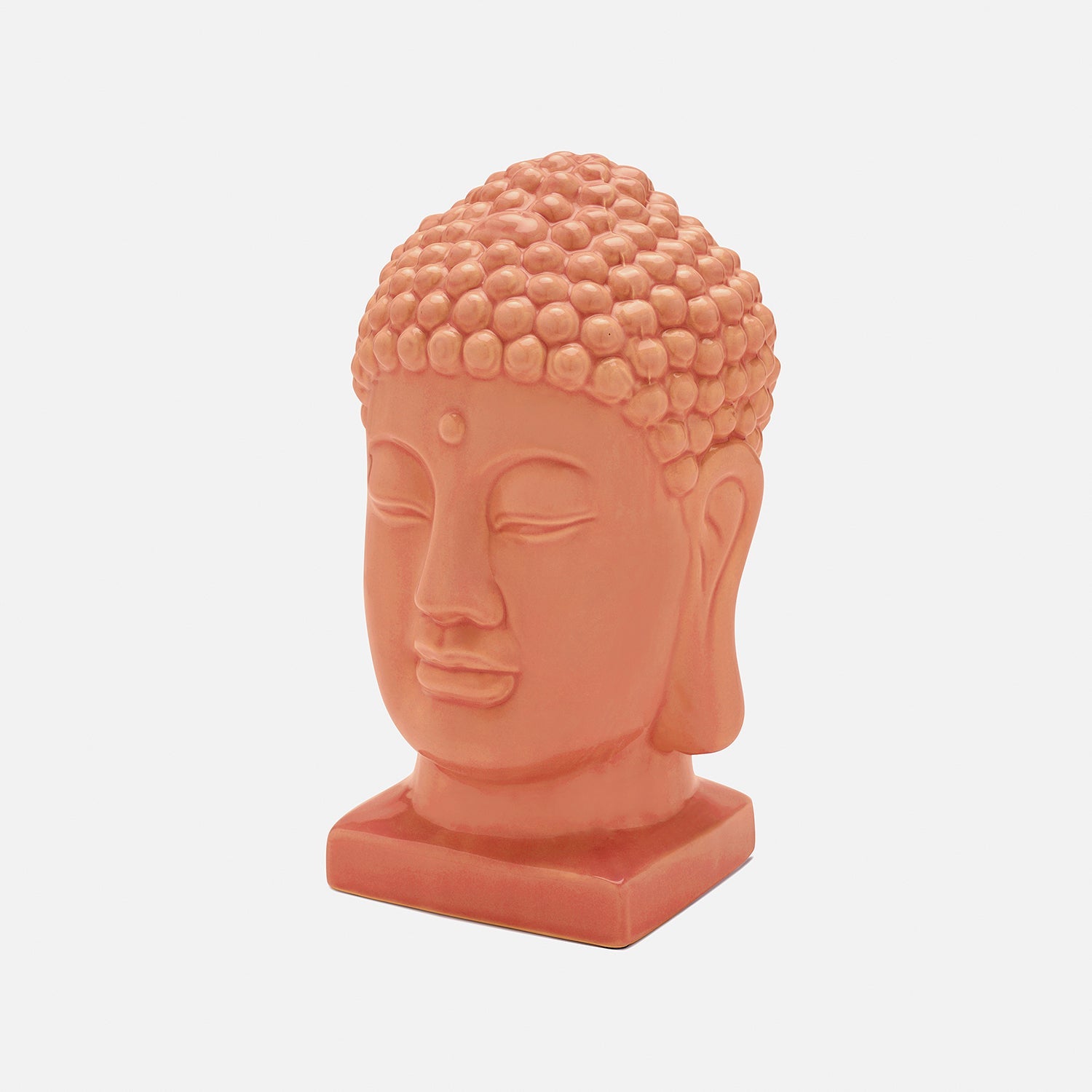 Orange Ceramic Buddha Head スモール: 10.5×9×16cm
