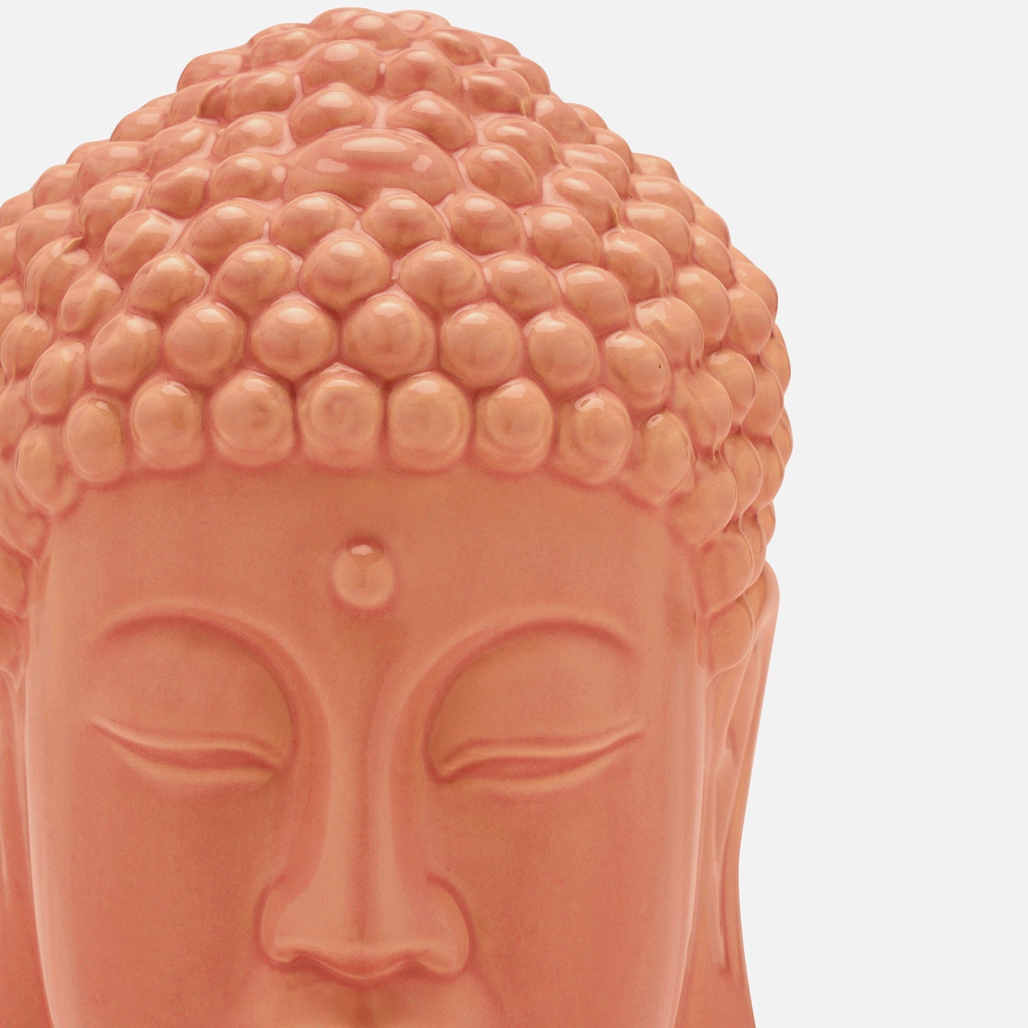 Orange Ceramic Buddha Head スモール: 10.5×9×16cm