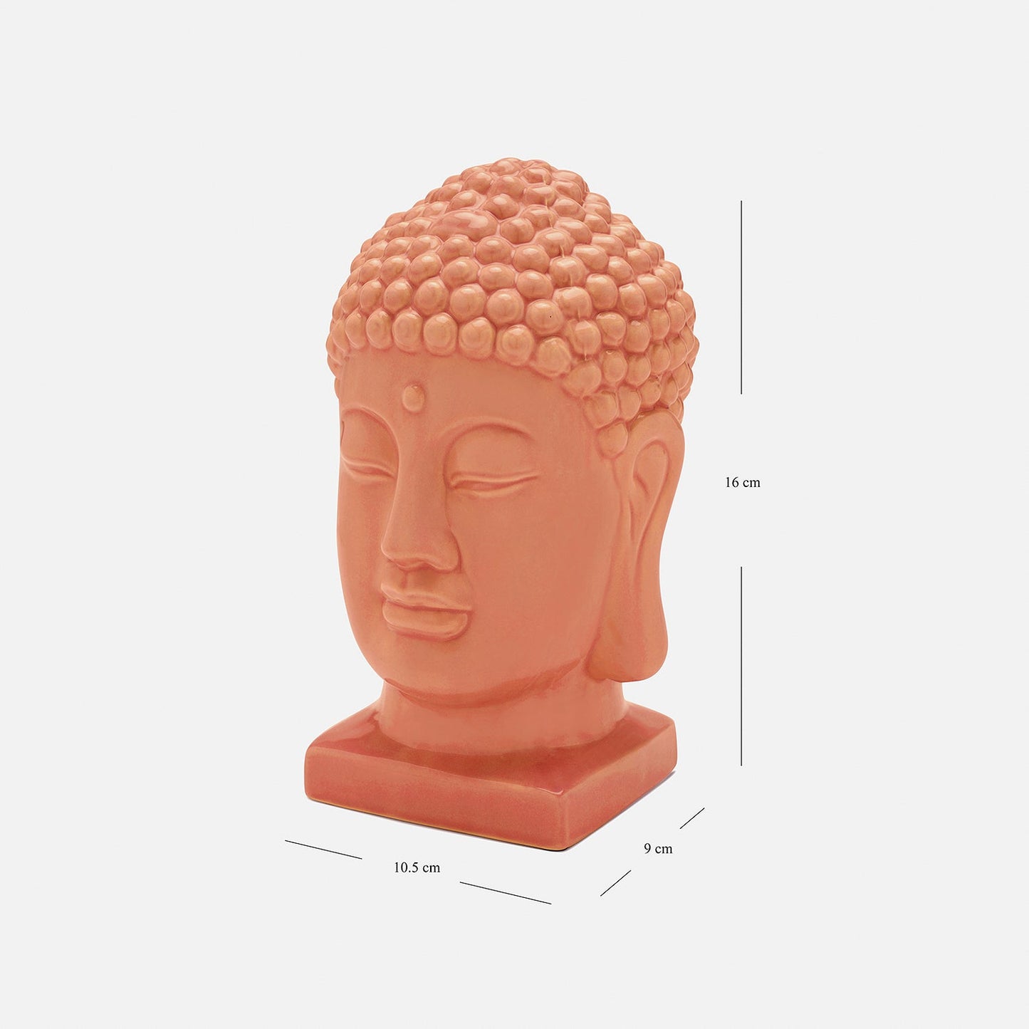 Orange Ceramic Buddha Head スモール: 10.5×9×16cm