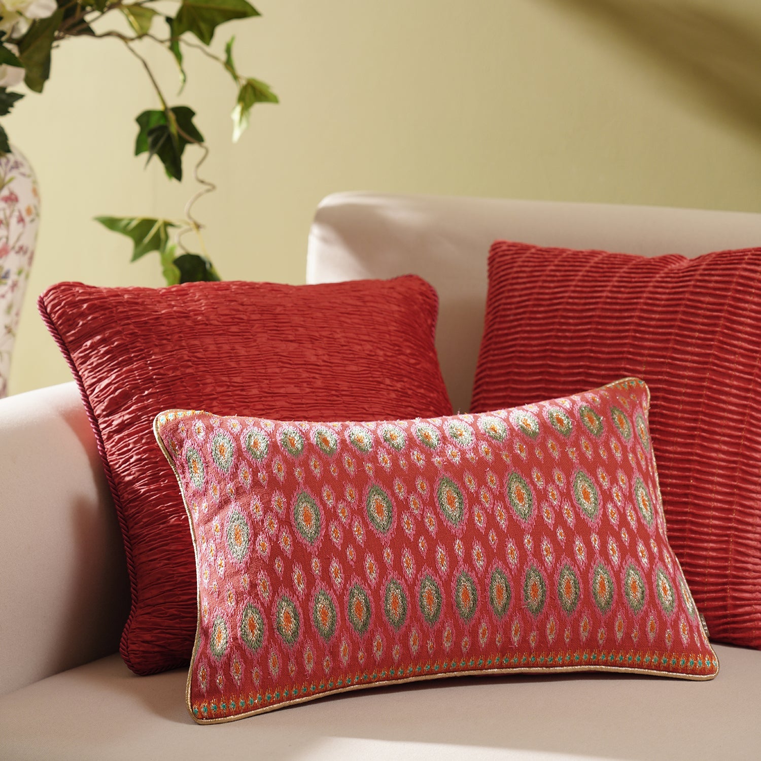 Pink Embroidered Cushion Cover 30×45cm