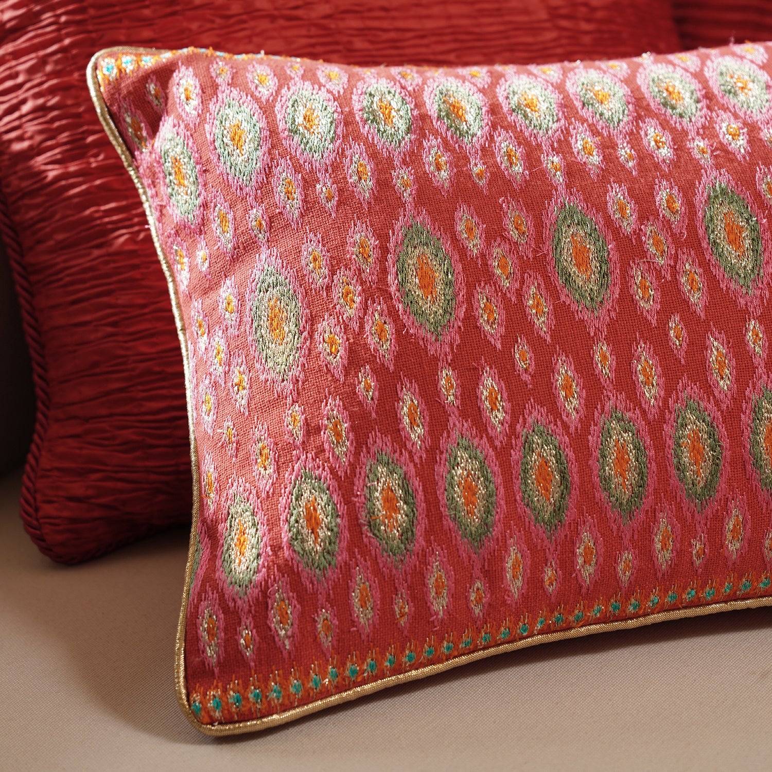 Pink Embroidered Cushion Cover 30×45cm
