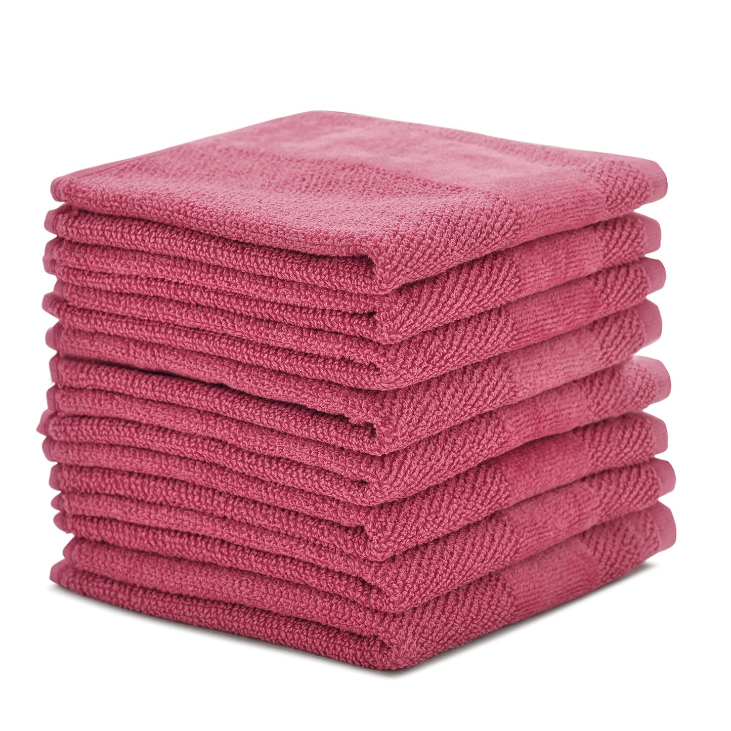 Set Of 8 Dark Pink Cotton Face Towels