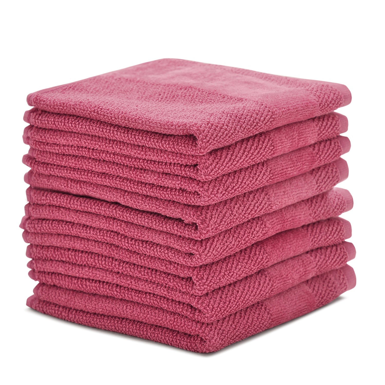 Set Of 8 Dark Pink Cotton Face Towels