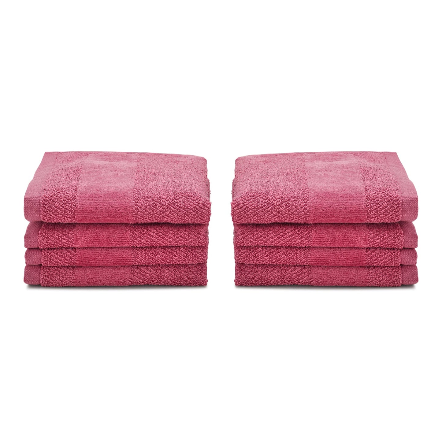 Set Of 8 Dark Pink Cotton Face Towels