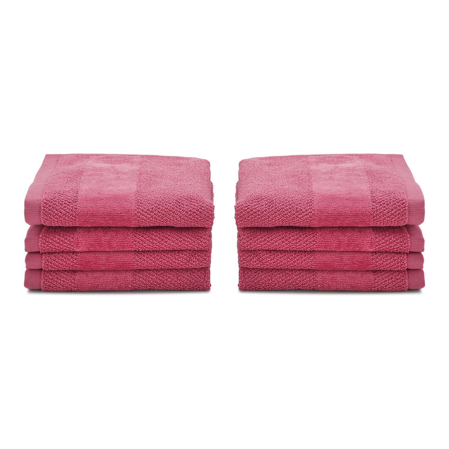 Set Of 8 Dark Pink Cotton Face Towels