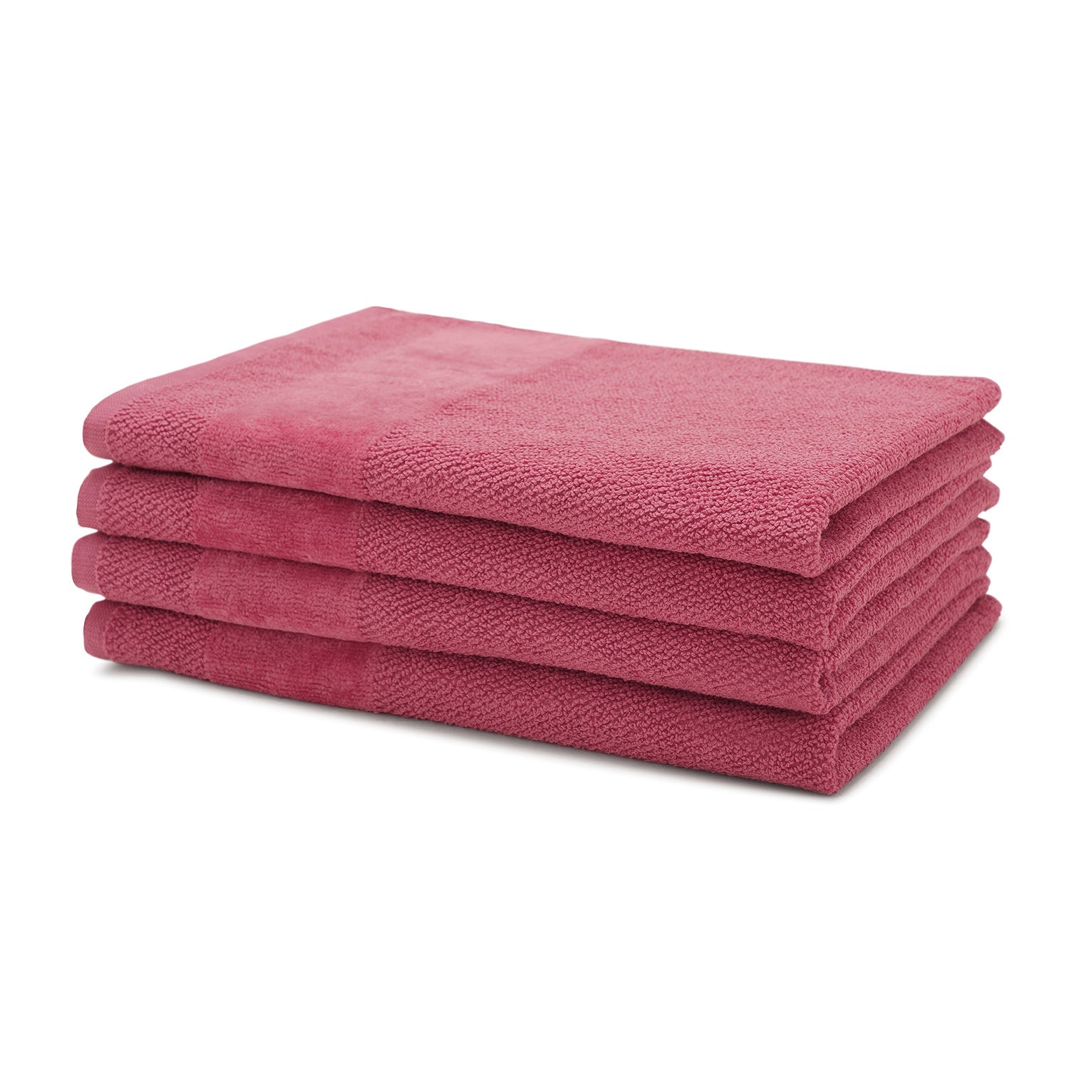 Set Of 4 Dark Pink Cotton Hand Towels