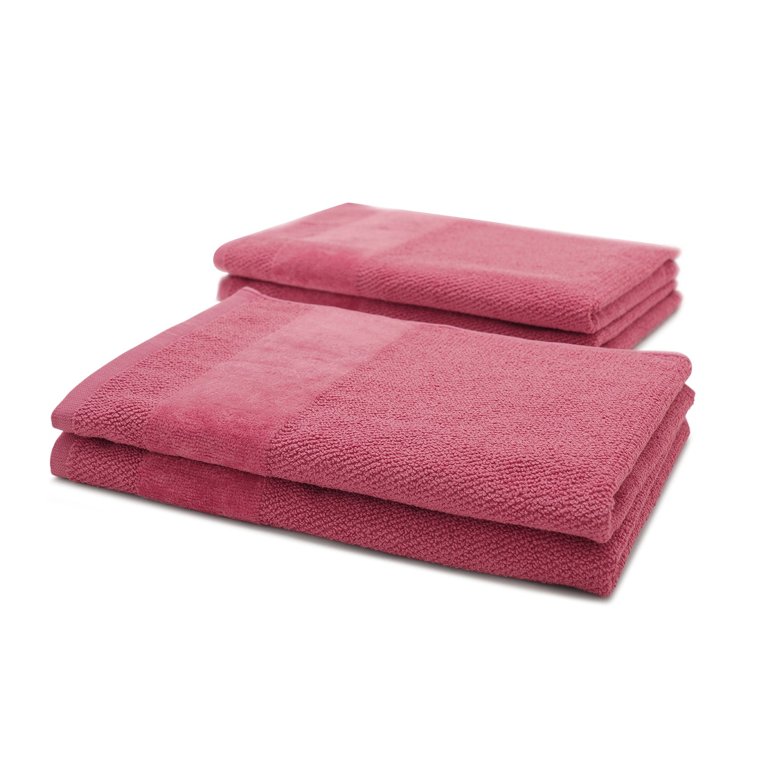 Set Of 4 Dark Pink Cotton Hand Towels