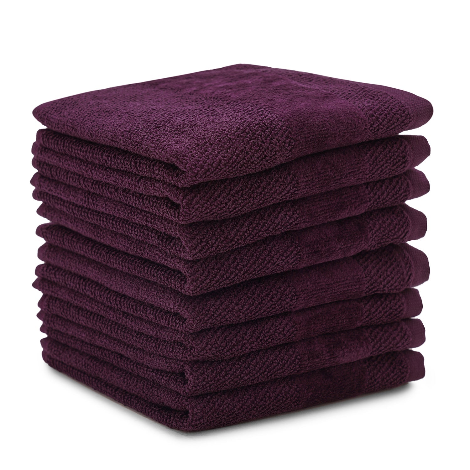 Set Of 8 Purple Cotton Face Towels