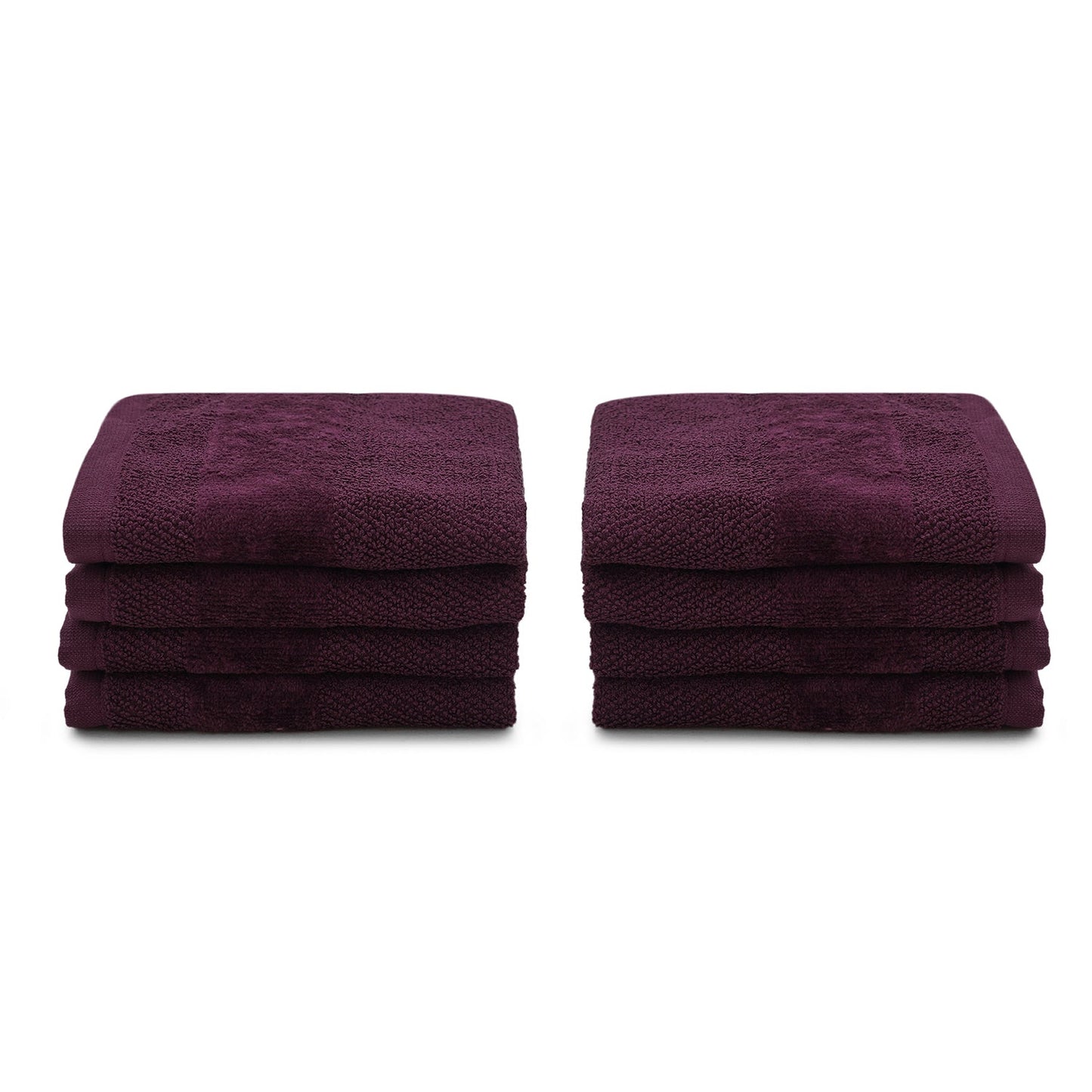 Set Of 8 Purple Cotton Face Towels