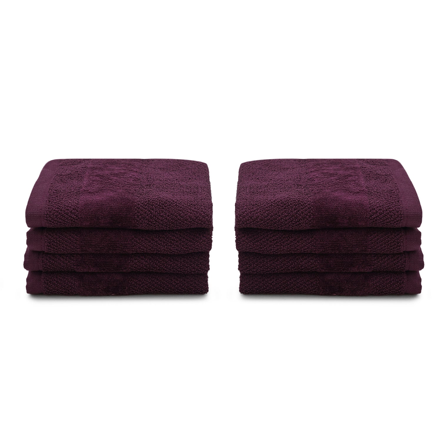 Set Of 8 Purple Cotton Face Towels