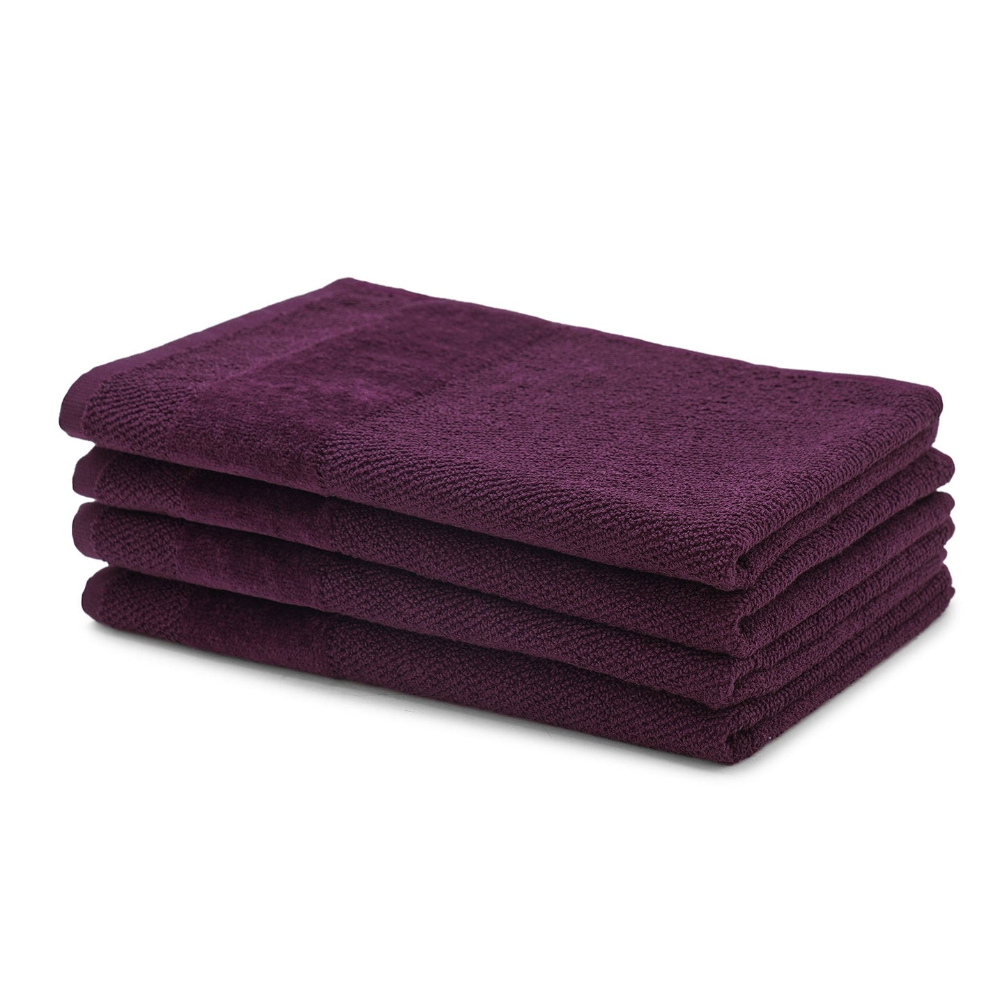 Set Of 4 Purple Cotton Hand Towels