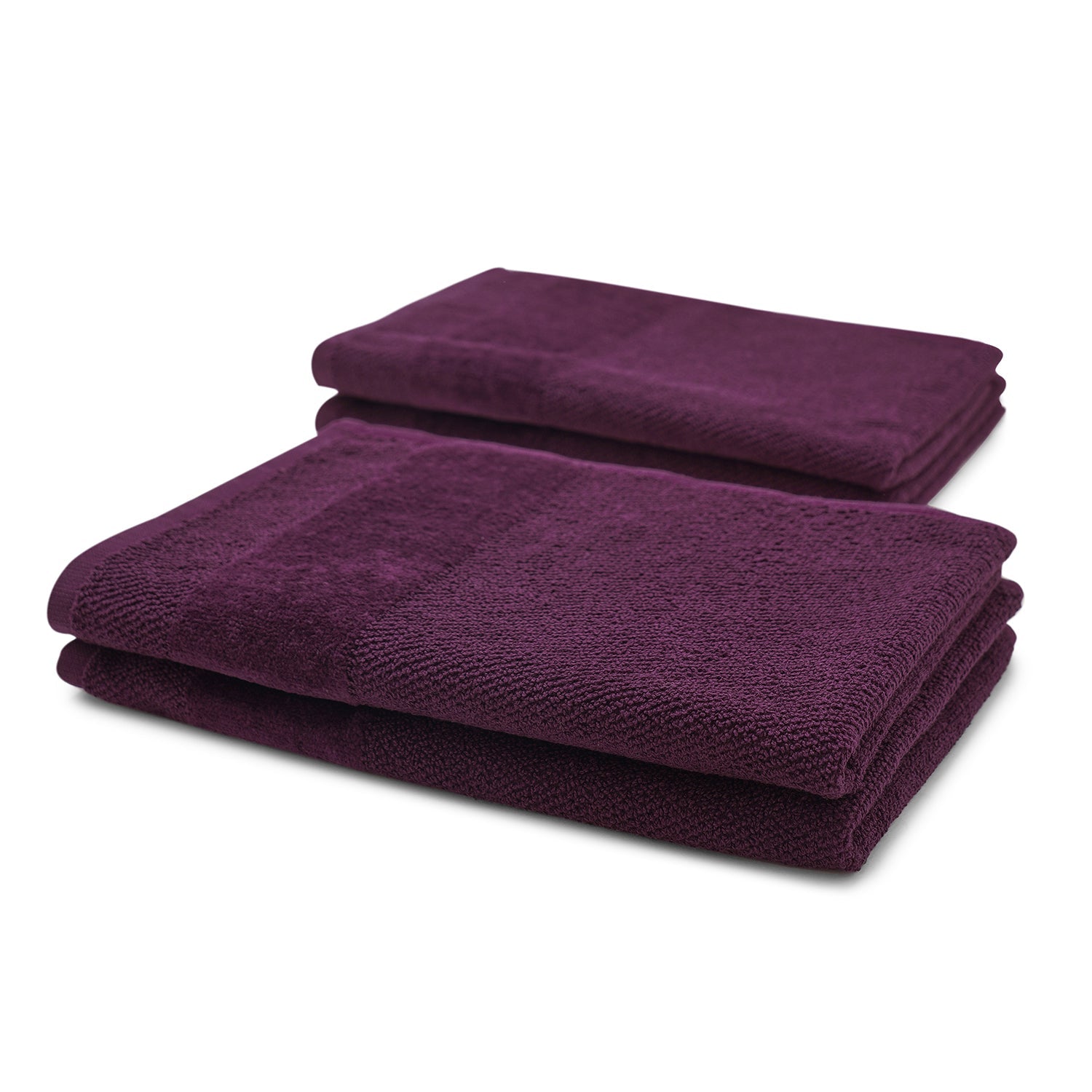Set Of 4 Purple Cotton Hand Towels