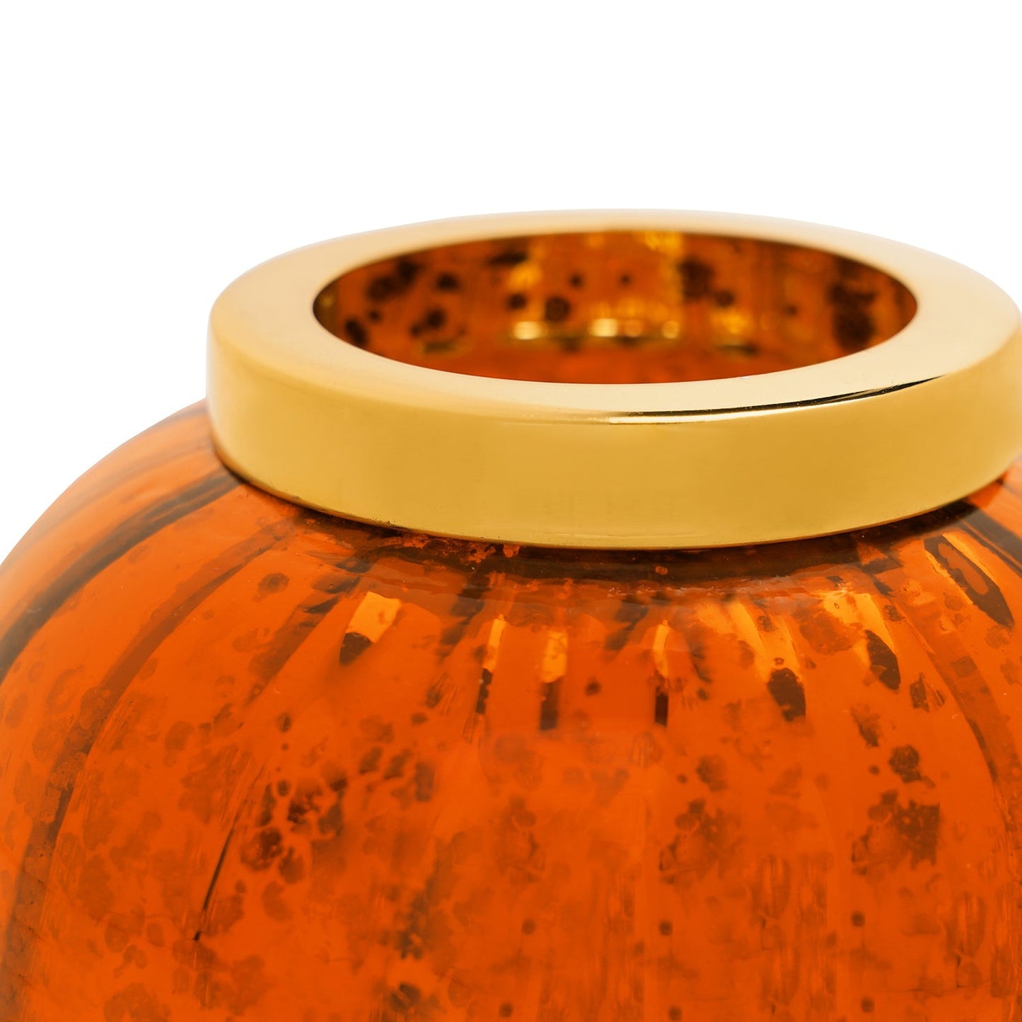 Orange Round Optic Glass Tea Light Holder