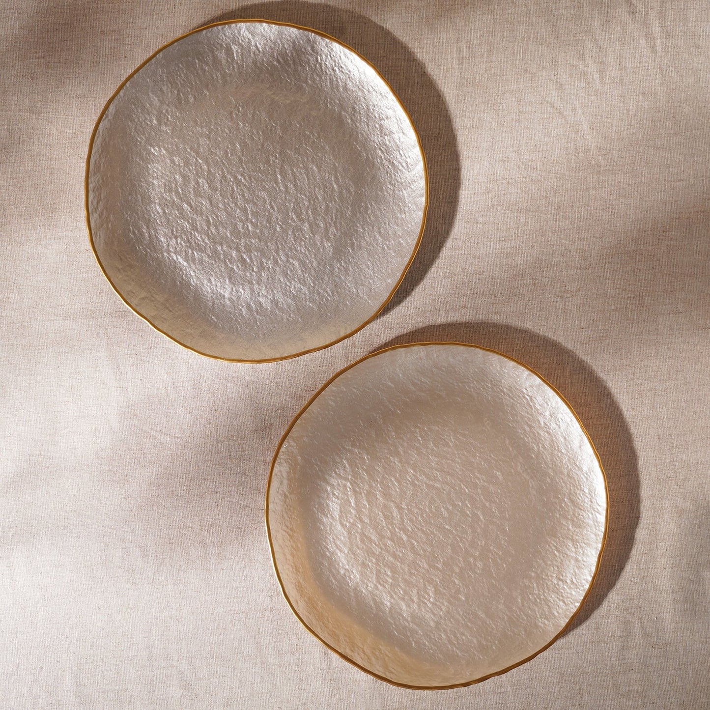 Set of 2 Beige Dune Glass Charger Plates