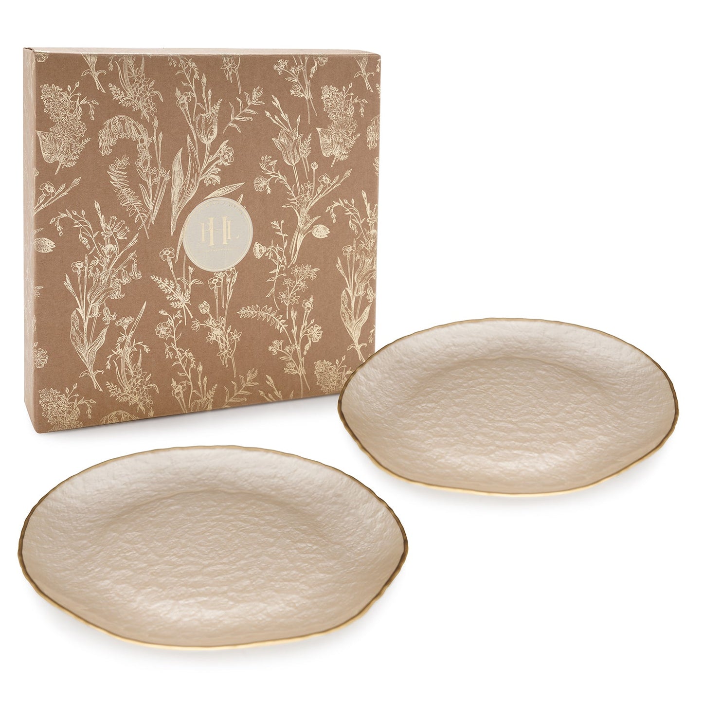 Set of 2 Beige Dune Glass Charger Plates