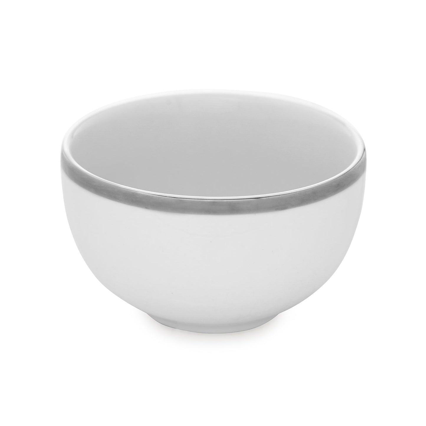 Set Of 2 White Small Bowls with Silver Line