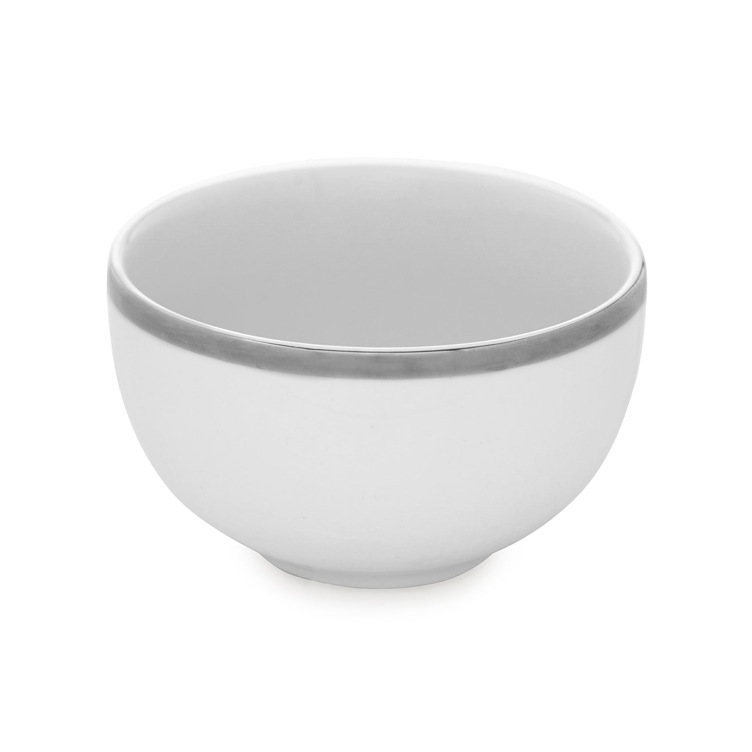 Set Of 2 White Small Bowls with Silver Line