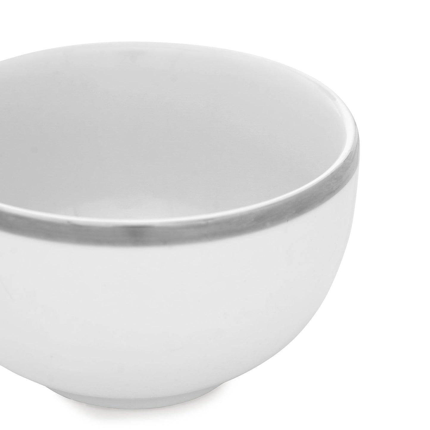 Set Of 2 White Small Bowls with Silver Line