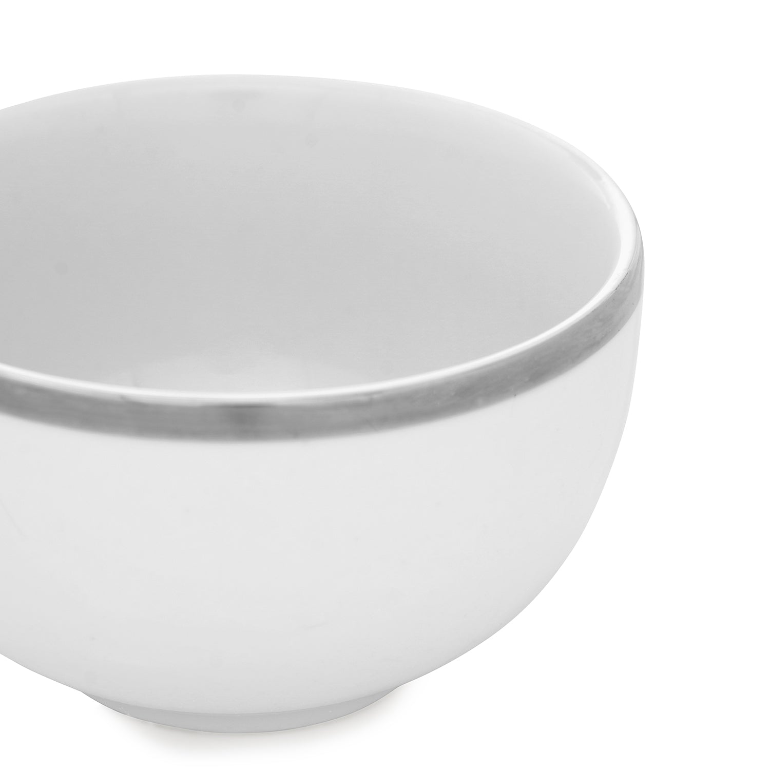 Set Of 2 White Small Bowls with Silver Line