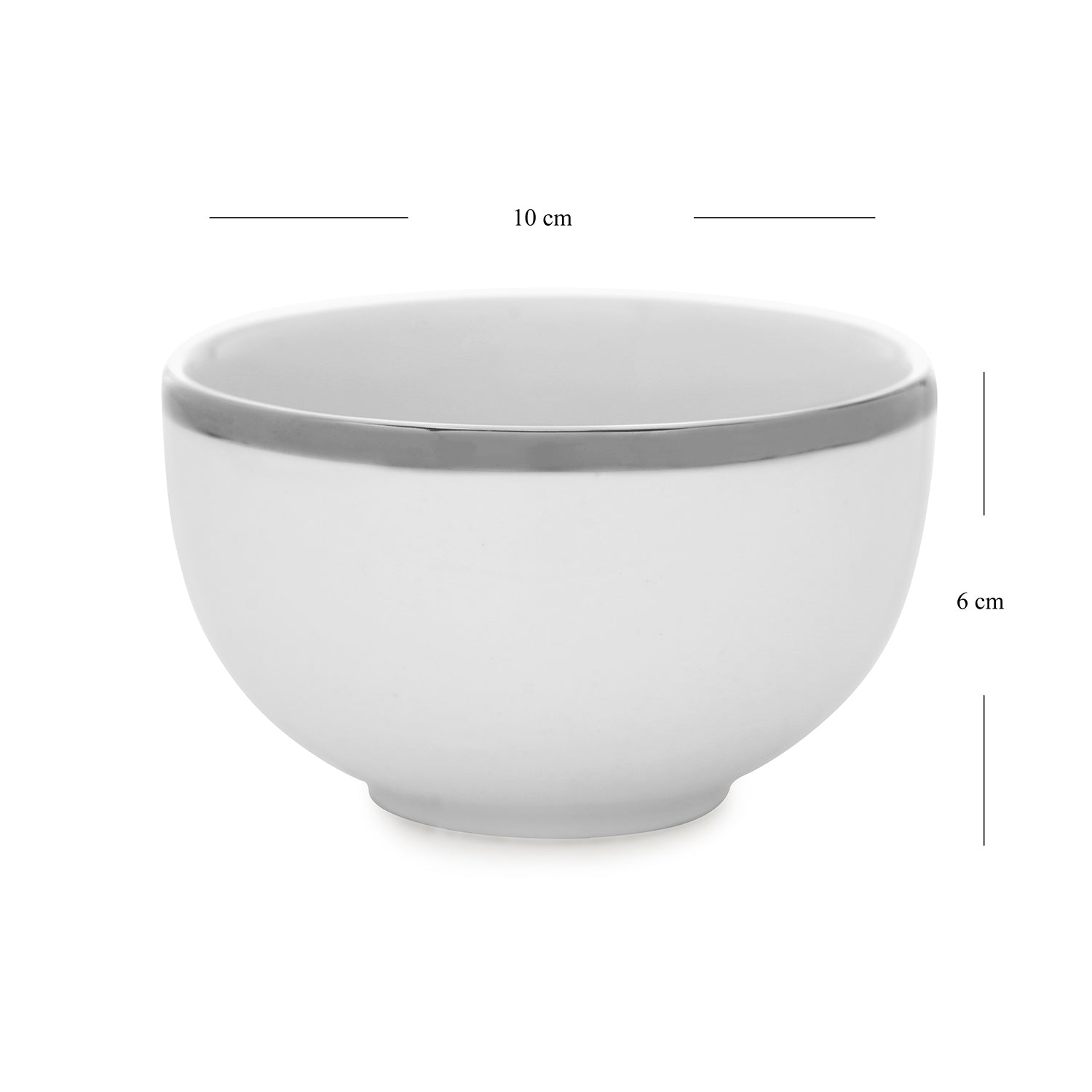 Set Of 2 White Small Bowls with Silver Line