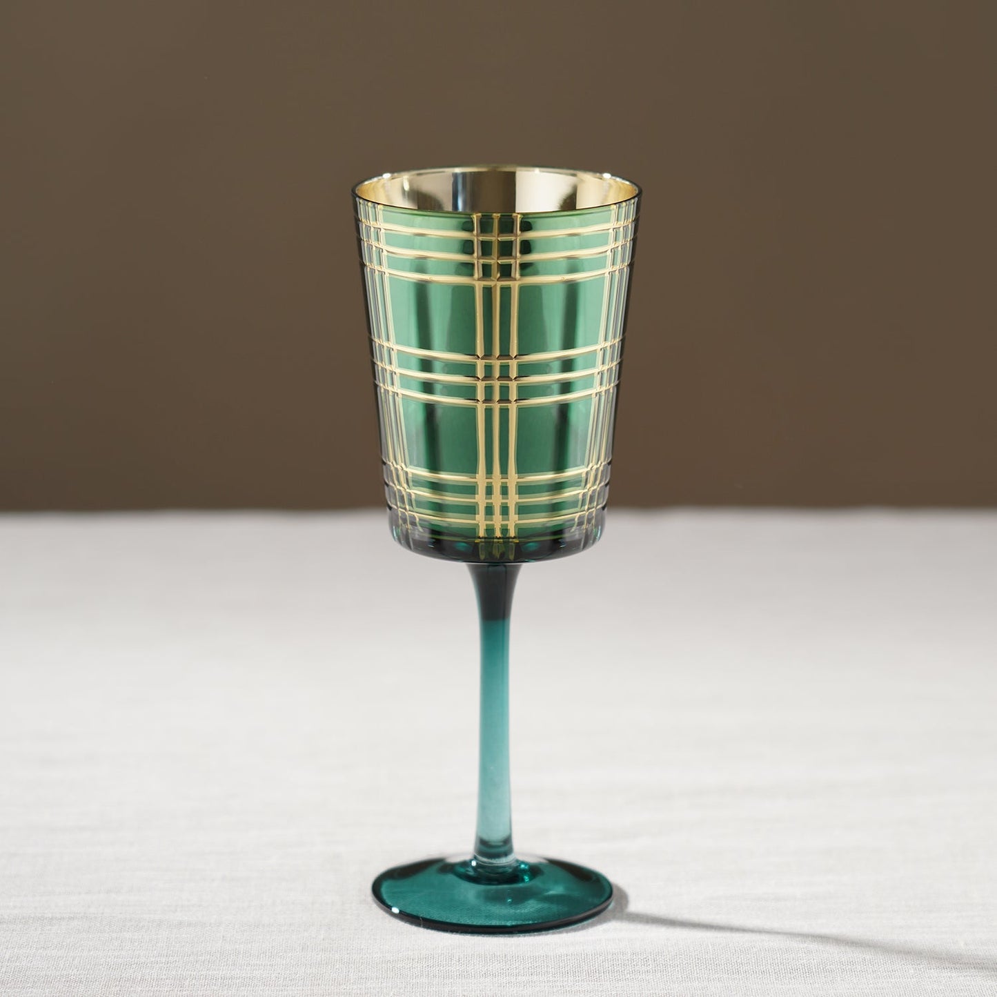 Green Cut Glass Stem Candle Holder