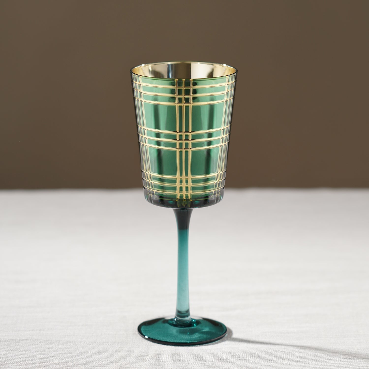 Green Cut Glass Stem Candle Holder