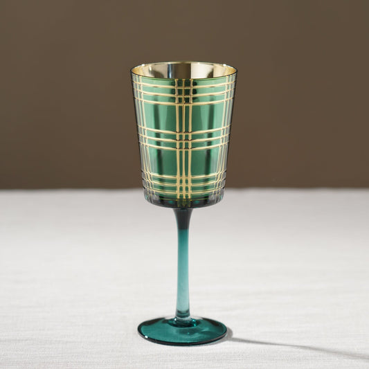 Green Cut Glass Stem Candle Holder