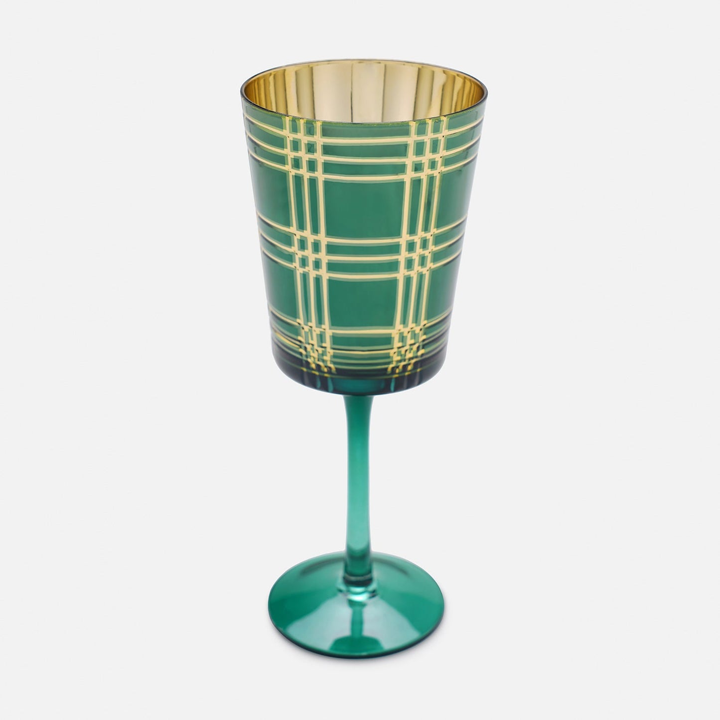 Green Cut Glass Stem Candle Holder