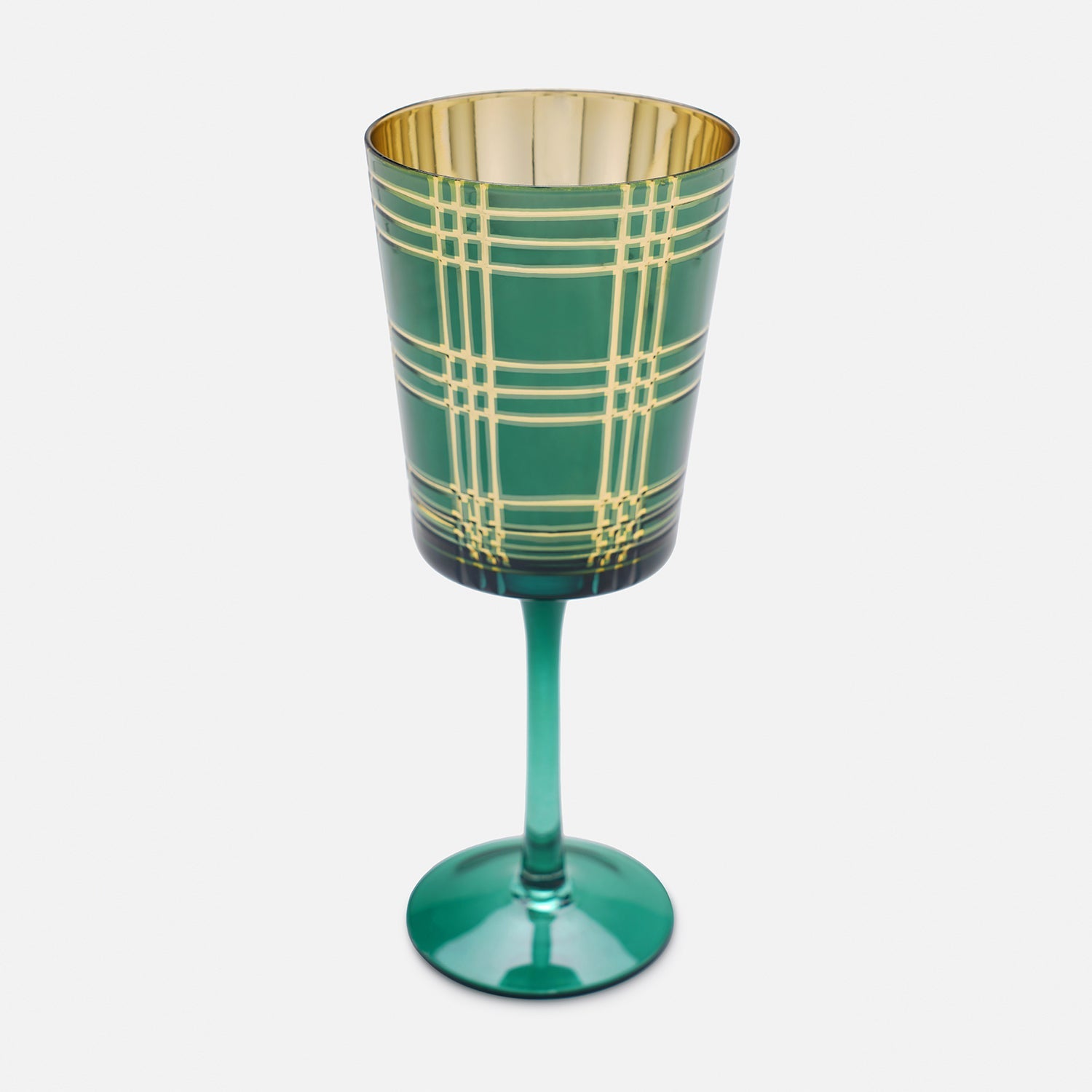 Green Cut Glass Stem Candle Holder