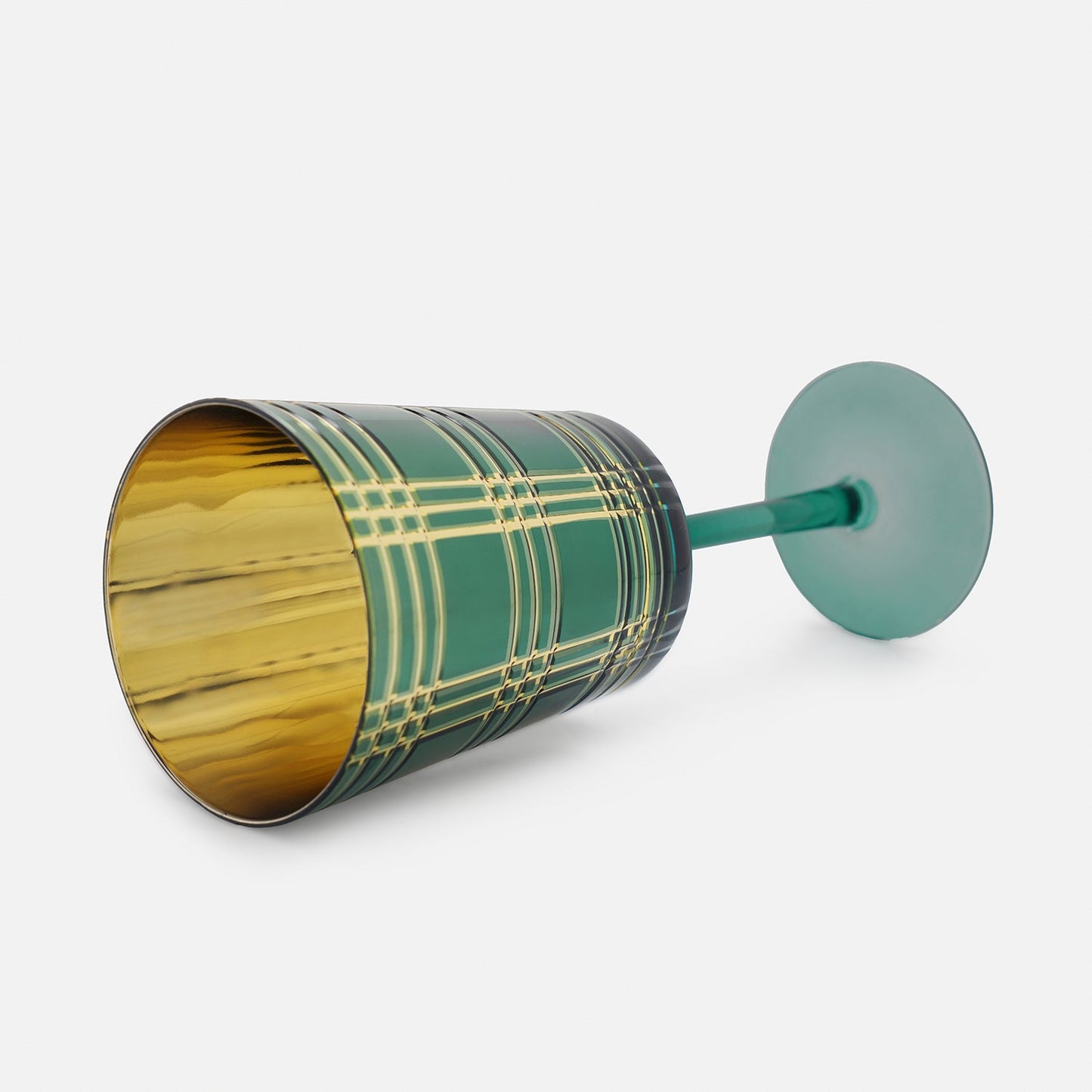 Green Cut Glass Stem Candle Holder
