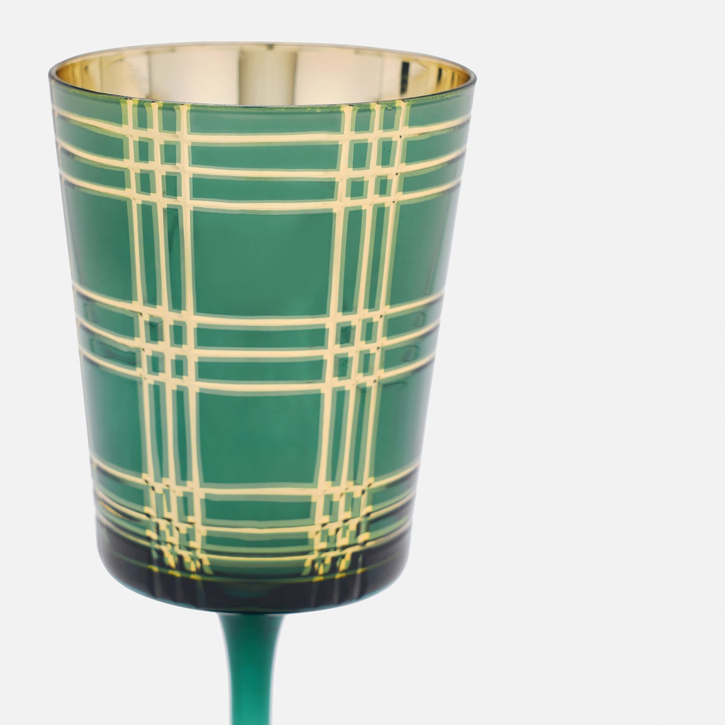 Green Cut Glass Stem Candle Holder