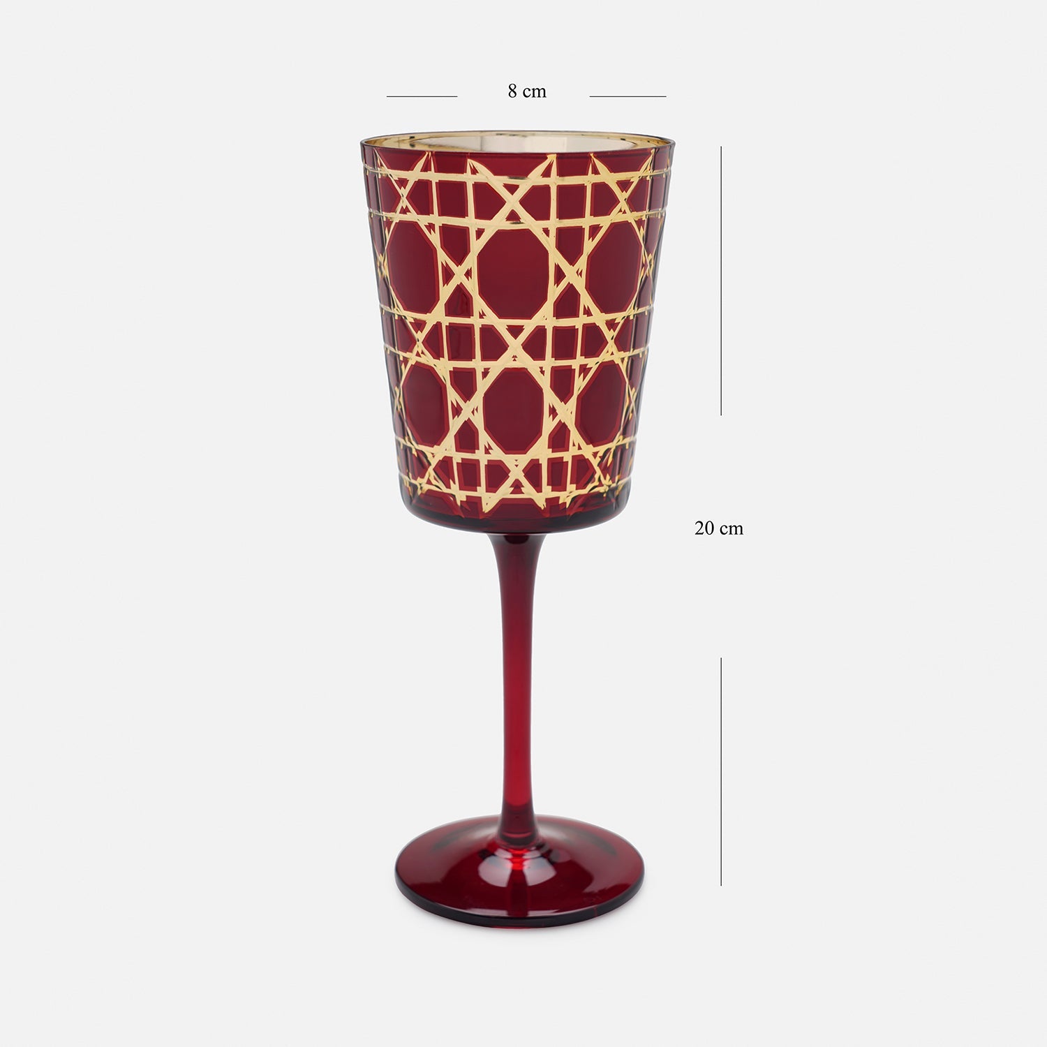 Red Cut Glass Stem Candle Holder