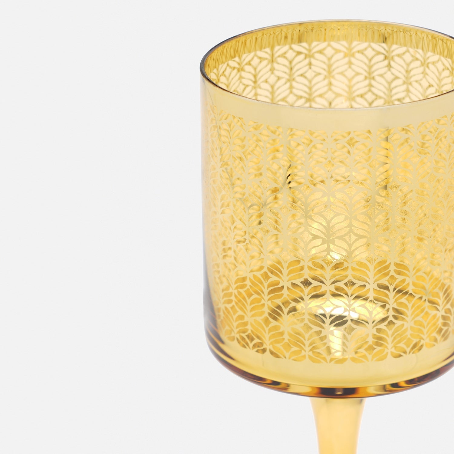 Gold Pattern Glass Stem Candle Holder