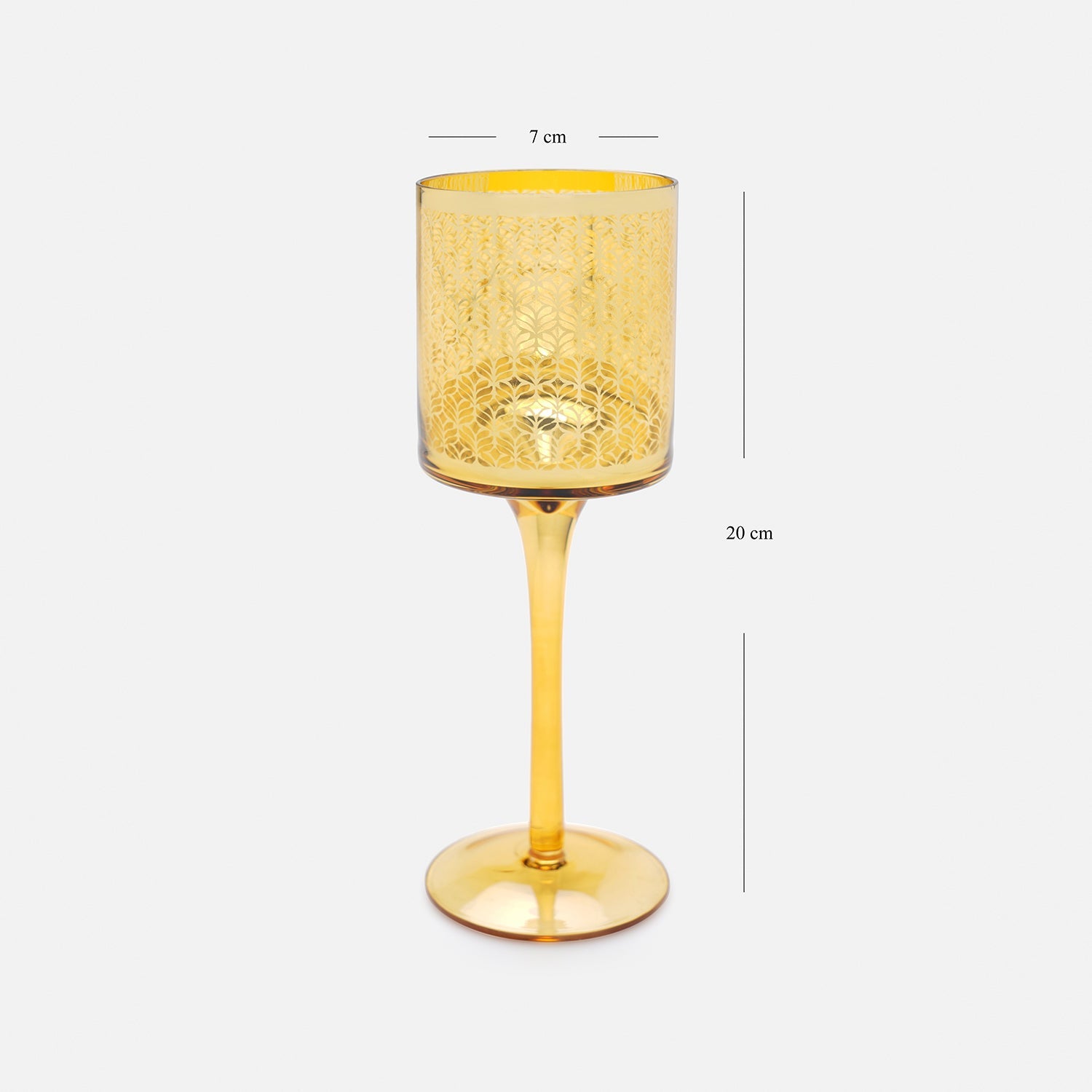 Gold Pattern Glass Stem Candle Holder