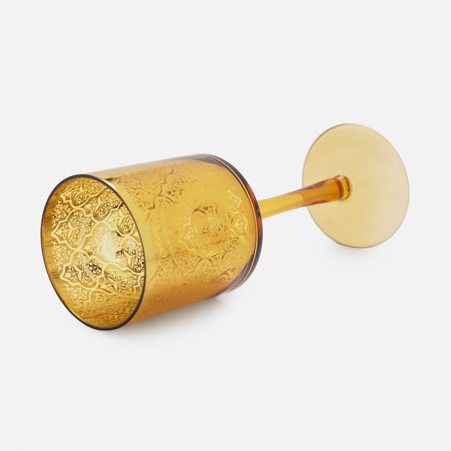 Gold Pattern Glass Stem Candle Holder