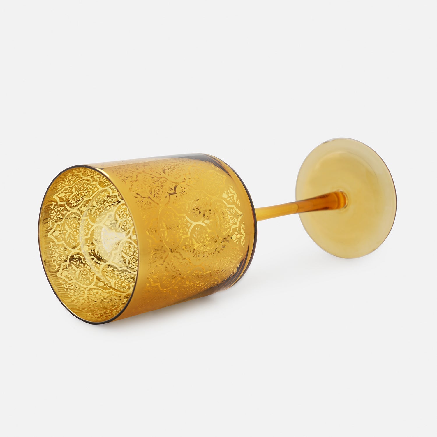 Gold Pattern Glass Stem Candle Holder