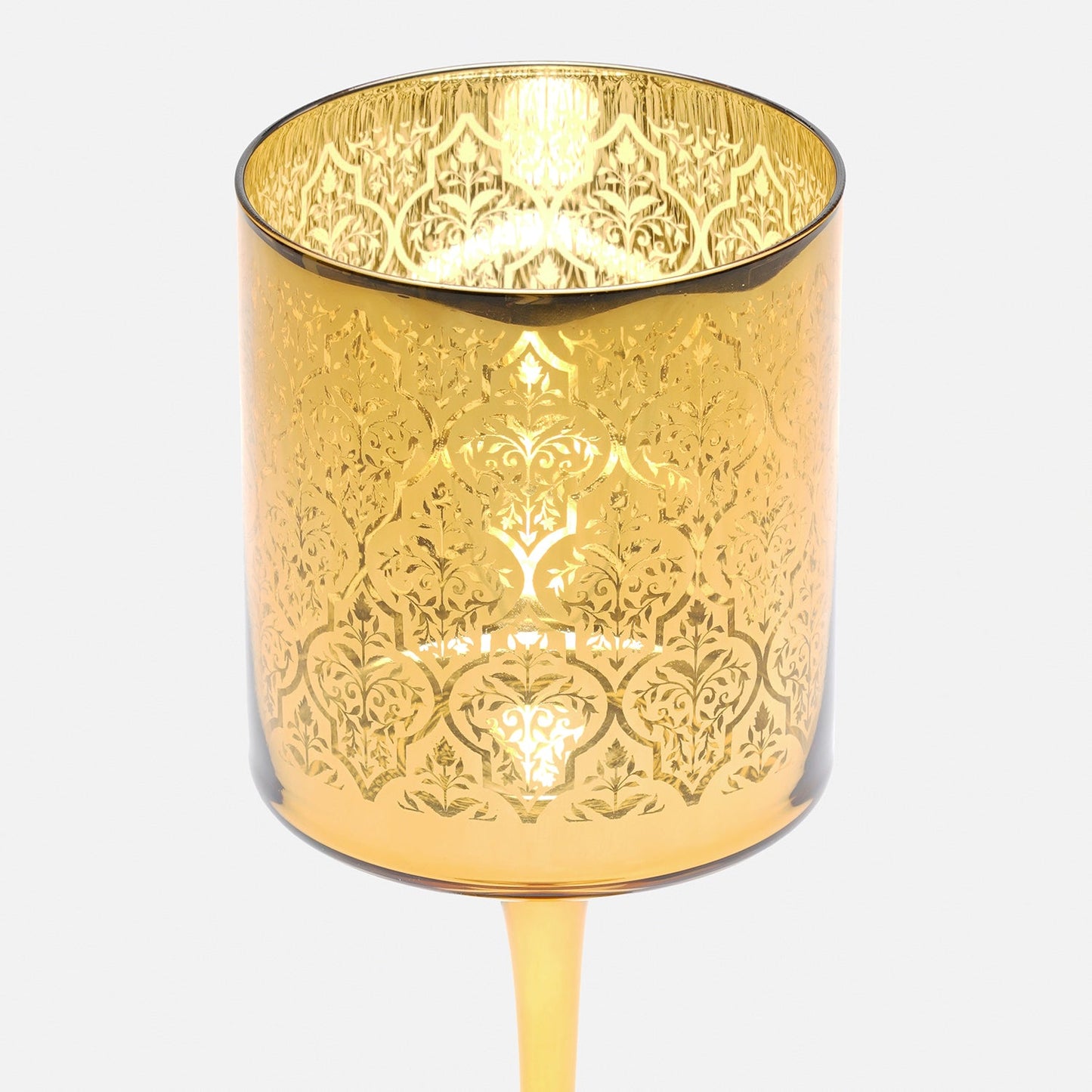 Gold Pattern Glass Stem Candle Holder