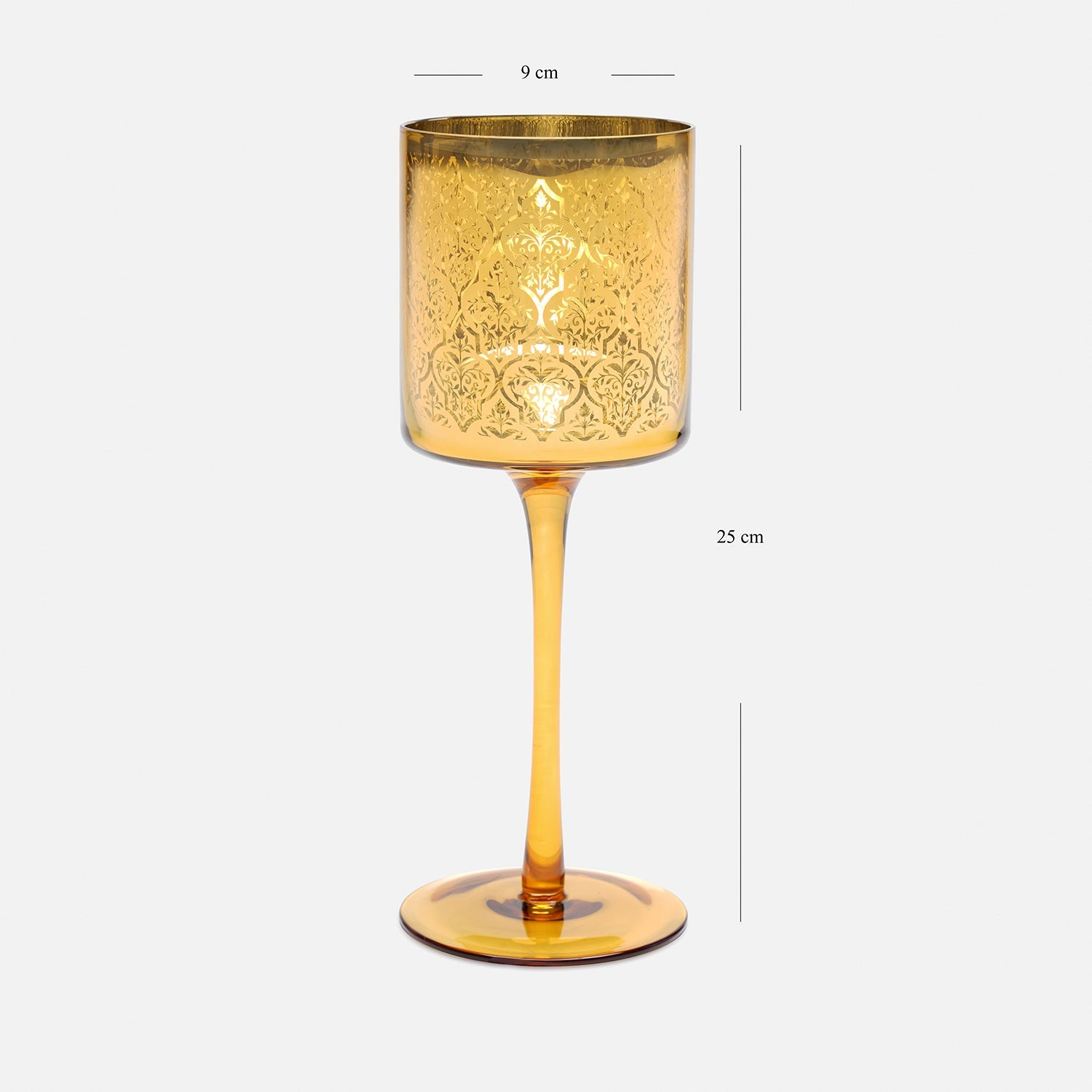 Gold Pattern Glass Stem Candle Holder